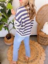 Load image into Gallery viewer, Jules Navy Striped Pullover Sweater