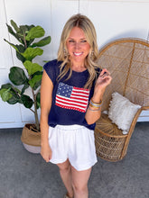 Load image into Gallery viewer, USA Flag Short Sleeve Knit Top