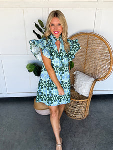THML Mint Ruffle Sleeve Dress
