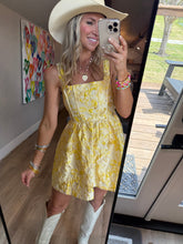 Load image into Gallery viewer, Lacey Yellow Jacquard Dress