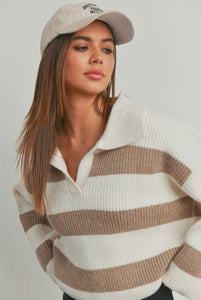 MJ Stripe Collared Sweater