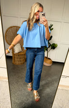 Load image into Gallery viewer, Brianna Cropped Blue Top
