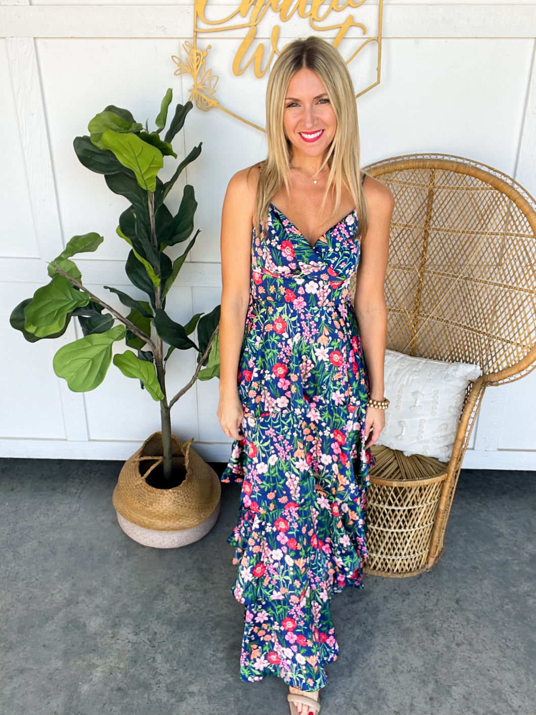 Betty Navy Floral Maxi Dress