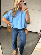 Load image into Gallery viewer, Brianna Cropped Blue Top