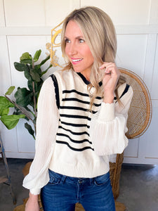Cecile Contrast Knit Top