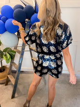 Load image into Gallery viewer, Navy Sequin Football Shorts