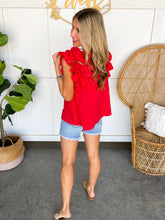 Load image into Gallery viewer, Red Ruffle Sleeve Top