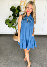Load image into Gallery viewer, Denim Bow Dress