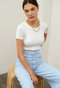 Short Sleeve Basic Crop Top