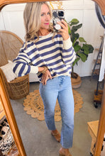 Load image into Gallery viewer, Jules Navy Striped Pullover Sweater