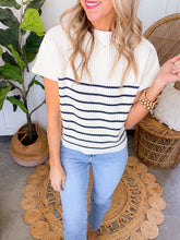 Load image into Gallery viewer, Brittany Stripe Navy Sweater Top