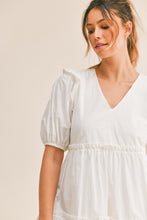 Load image into Gallery viewer, Off White Ruffle Shoulder Dress
