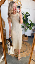 Load image into Gallery viewer, Khaki Sheer Knit Midi Dress