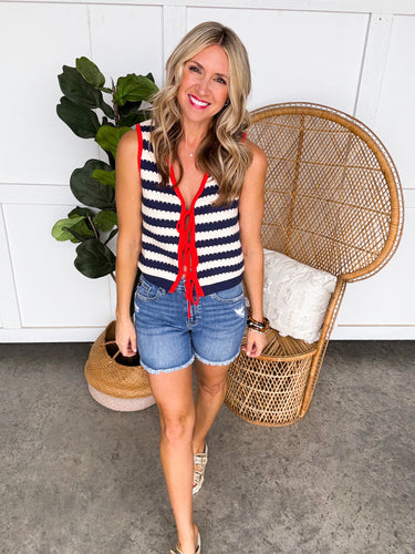 THML Sleeveless Striped Knit Top