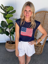 Load image into Gallery viewer, USA Flag Short Sleeve Knit Top