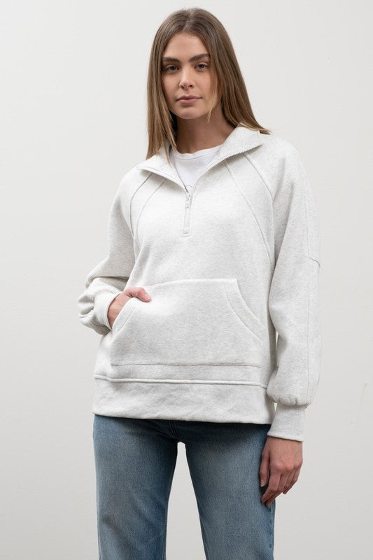 Heather Grey Half Zip Pullover