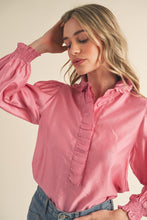 Load image into Gallery viewer, Ruffle Collar Button Down Shirt