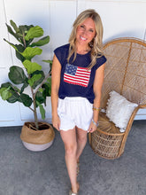 Load image into Gallery viewer, USA Flag Short Sleeve Knit Top