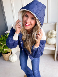 Lindsey Navy Puff Jacket