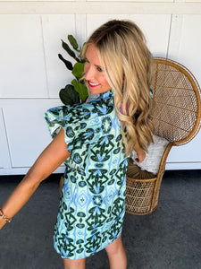 THML Mint Ruffle Sleeve Dress