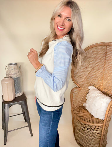 Striped Sleeve THML Knit Sweater