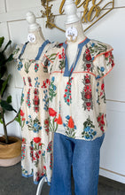 Load image into Gallery viewer, THML Blue Floral Top
