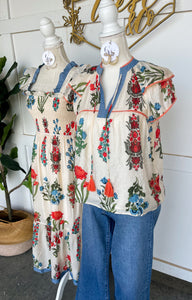 THML Blue Floral Top