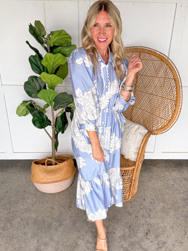 Taylor Baby Blue Midi Dress