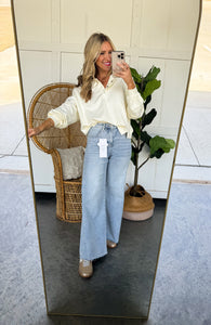 High Rise Ankle Wide Palazzo Denim (light wash)
