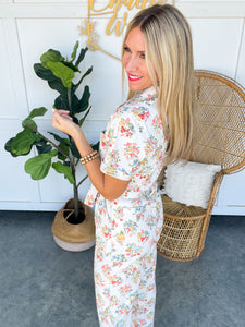 Jessica White Denim Floral Jumpsuit