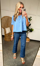 Load image into Gallery viewer, Brianna Cropped Blue Top