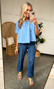 Brianna Cropped Blue Top