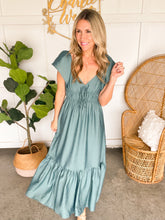 Load image into Gallery viewer, Light Teal Honey Midi Dress