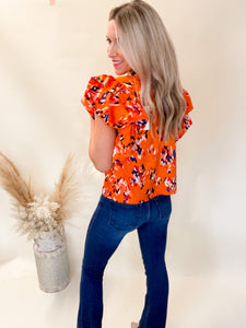 Ranger THML Orange Ruffle Sleeve Top