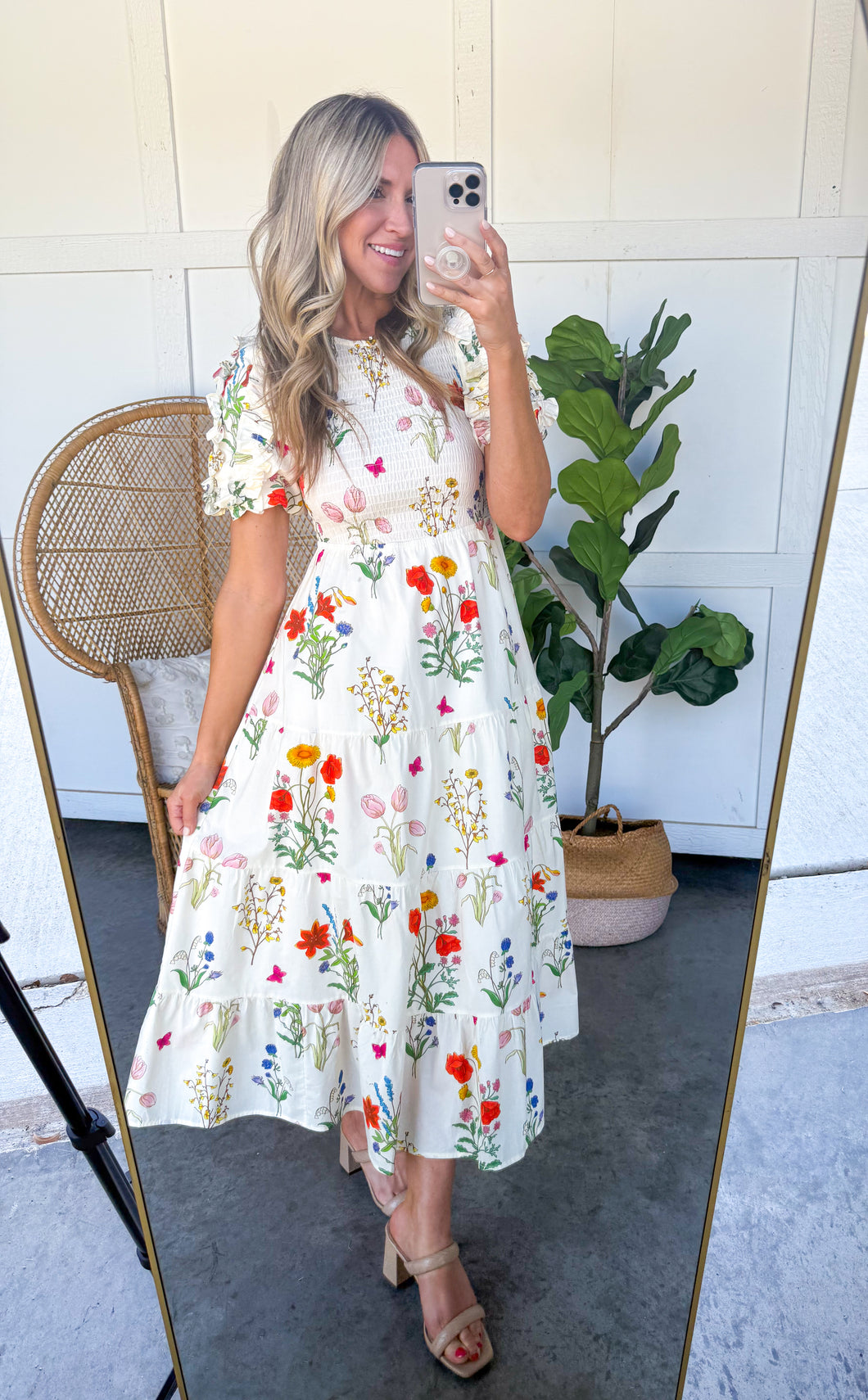 THML Puff Sleeve Floral Maxi
