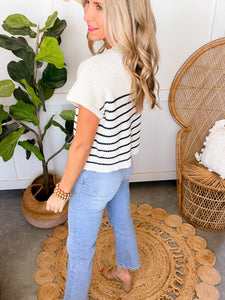 Brittany Stripe Navy Sweater Top