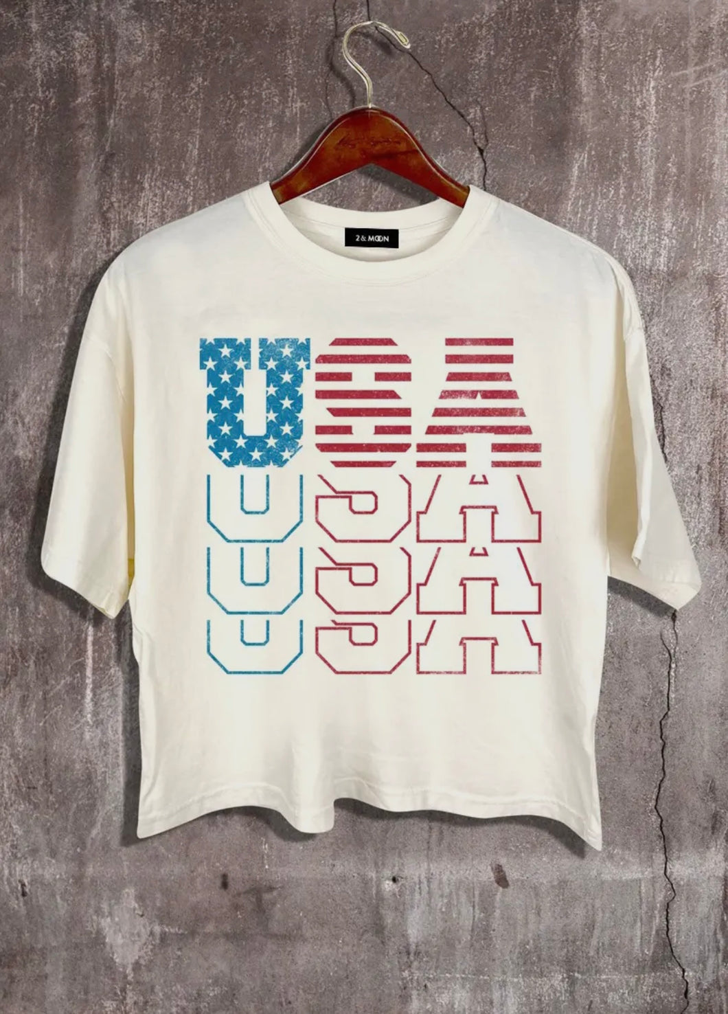 USA Cropped Ivory Graphic Tee