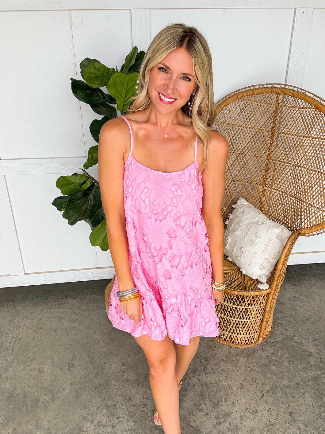 Lacey Bubble Gum Pink Mini Dress