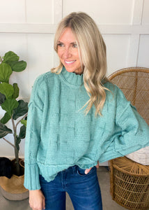 Teal High Collar Sweater