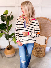 Load image into Gallery viewer, THML Star Striped Collared Knit Sweater