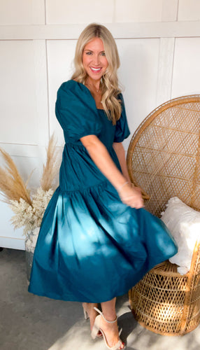 Teal Tiered Fall Dress
