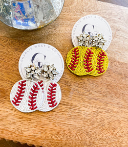 Baseball Softball Felt-back Earrings