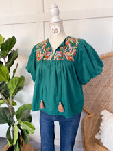 Load image into Gallery viewer, THML Teal Embroidered Top