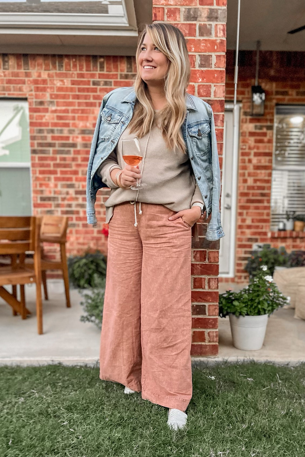 Mineral Washed Wide Leg Pants