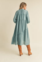 Load image into Gallery viewer, Dusty Sage Tiered Midi Dress