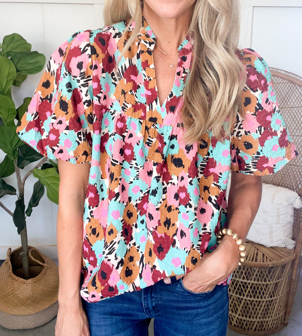 Gentry THML Pattern Sleeve Top