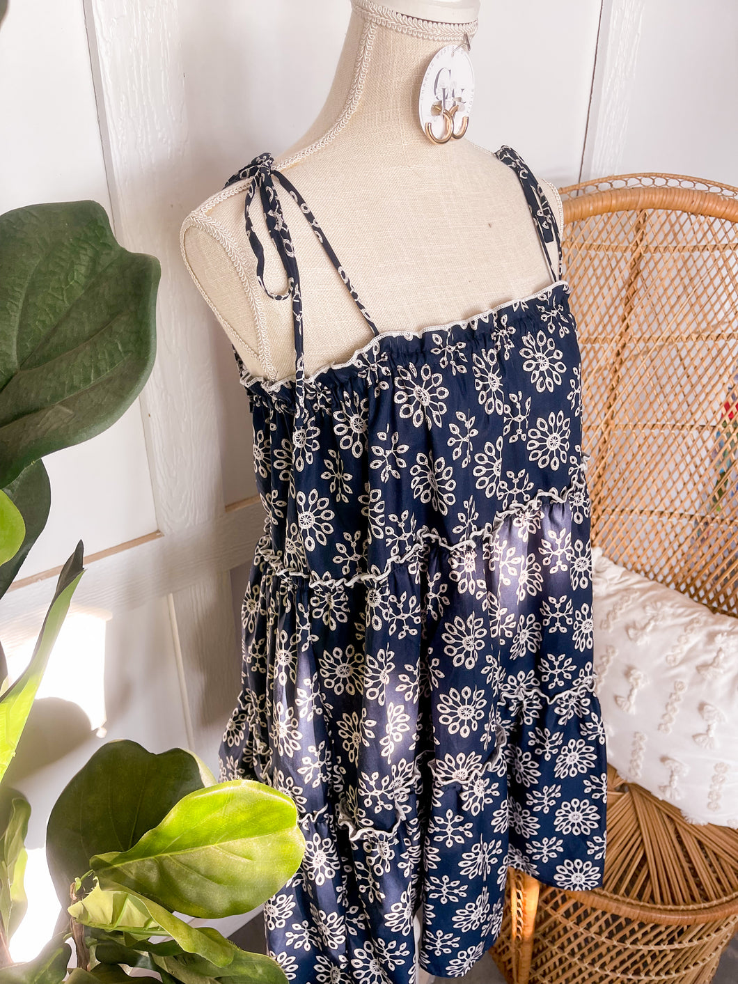 Navy Tiered Floral Dress