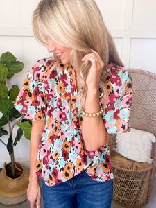 Gentry THML Pattern Sleeve Top