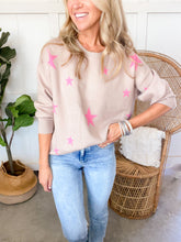Load image into Gallery viewer, Pink Star Relaxed Fit Sweater