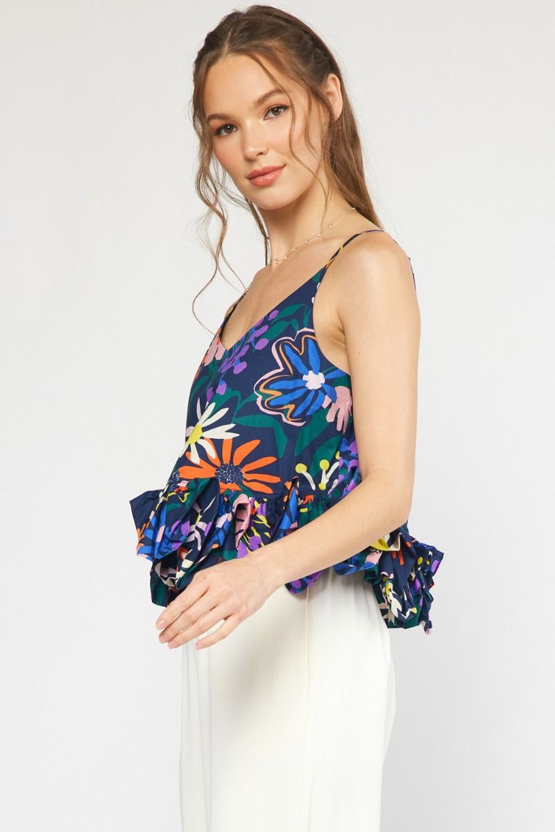 Claire Navy Floral Top